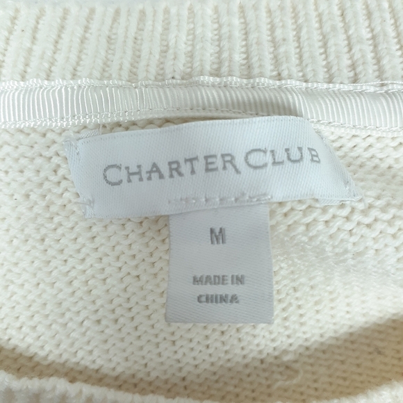 Charter Club Sweater M Stripe Gold Buttons 384 - Picture 5 of 6